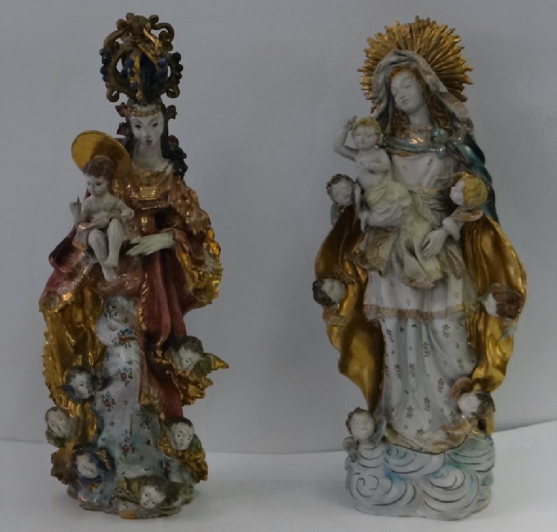2 ITALIAN GLAZED TERRA COTTA FIGURES MADONNA & (1 of 8)