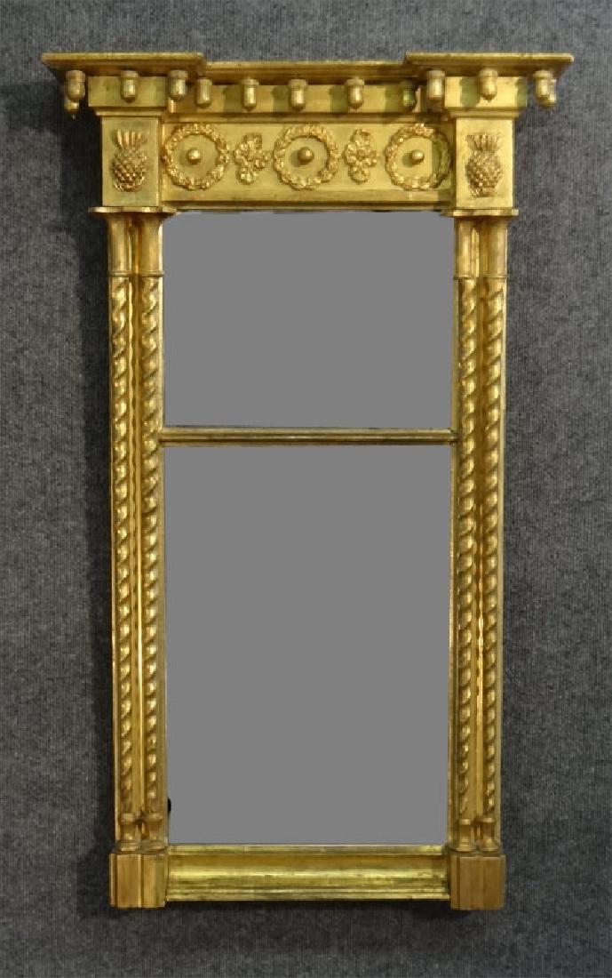 FINE LATE FEDERAL 2 PANEL LOOKING GLASS (1 of 3)