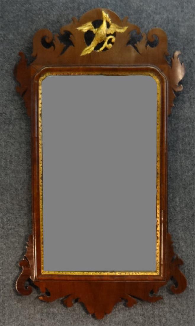18THC. CUT FRAME MIRROR W/ PHOENIX BIRD CREST (1 of 2)