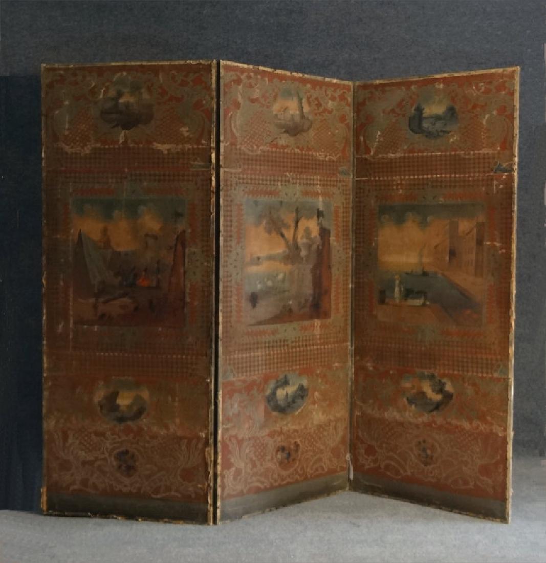 3 SECTION DIVIDER / SCREEN W/ PAINTED EUROPEAN (1 of 9)