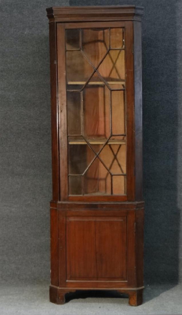 19THC. MAHOGANY GLAZED DOOR CORNER CABINET W/ 13 (1 of 4)