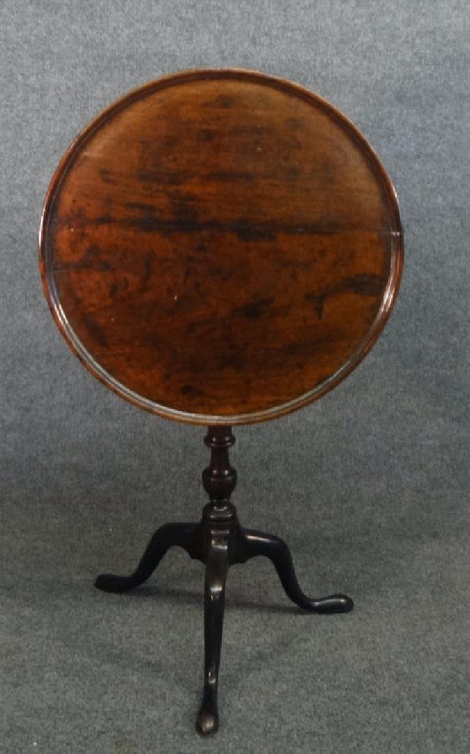 DISH TOP QA CANDLESTAND W/ BIRD CAGE: DISH TOP QA CANDLESTAND W/ BIRD CAGE LATE 18THC. NEW ENGLAND (OLD HONEST REPAIRS)