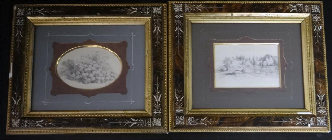 2 GRAPHITE ON PAPER WORKS SGND D.J. '67 & '64: 2 GRAPHITE ON PAPER WORKS SGND D.J. '67 & '64 (DAVID JOHNSON, N.A.) (3 3/4" X 5 1/2")