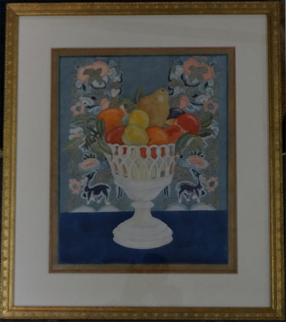 W/C "FRUIT IN AN OLD PARIS COMPOTE" UNSGND: W/C "FRUIT IN AN OLD PARIS COMPOTE" UNSGND (15 3/4" X 12 1/2" SITE SIZE)