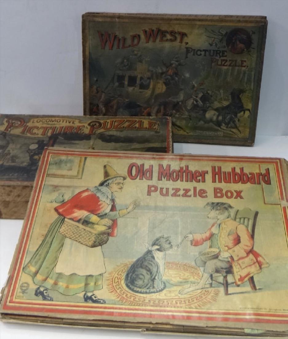 3 PICTURE PUZZLES INC. LOCOMOTIVE, WILD WEST &: 3 PICTURE PUZZLES INC. LOCOMOTIVE, WILD WEST & MOTHER HUBBARD (2 MCGLOUGHLIN BROS.)