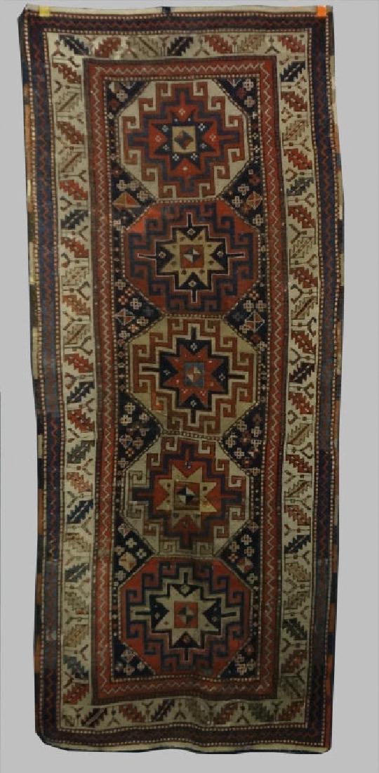 ANTIQUE CAUCASIAN LONG RUG, REPAIRS 100" X 42" (1 of 4)