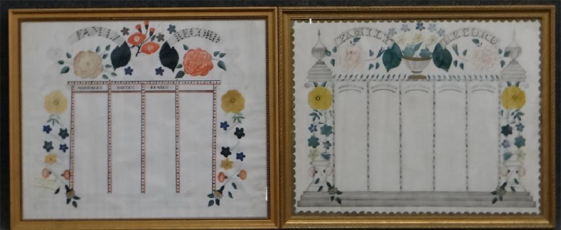 2 19THC. W/C FRAKTUR FAMILY RECORDS, BLANK (1 of 5)