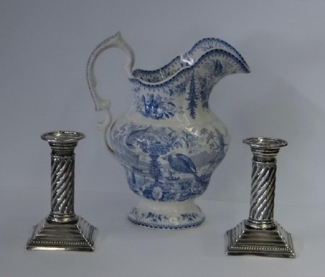 PR OF 19THC. ENGLISH CANDLESTICKS & BLUE & WHITE (1 of 5)