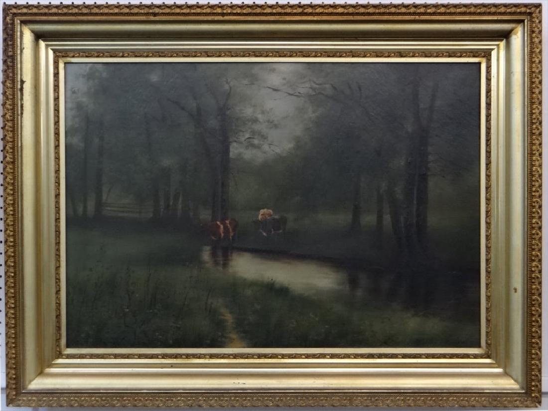 O/C PRIMITIVE AMERICAN SCHOOL "COWS APPROACHING (1 of 4)