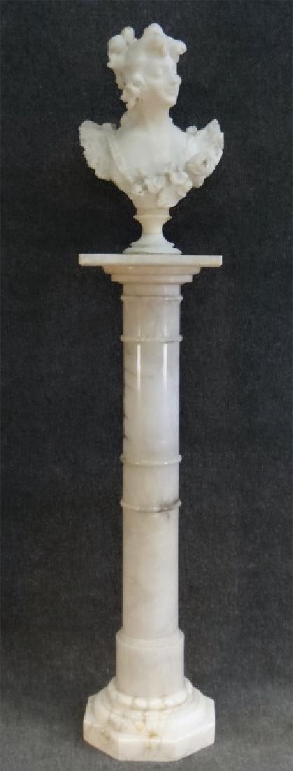 41 1/2" TALL MARBLE PEDESTAL & MARBLE BUST (1 of 5)
