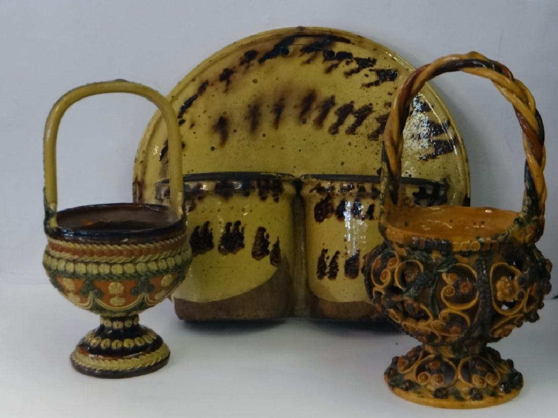 CONTINENTAL REDWARE WALL POCKET & 2 BASKETS (1 of 7)