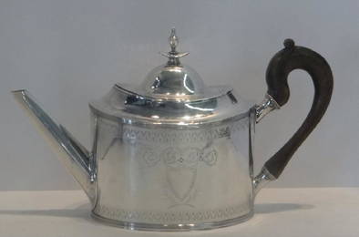 ISAAC HUTTON COIN SILVER TEAPOT, ALBANY NY C. 1795