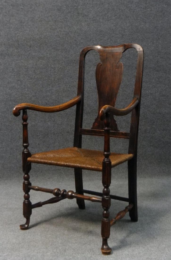 TRANSITIONAL QUEEN ANNE ARM CHAIR W/ SOLID SPLAT (1 of 7)