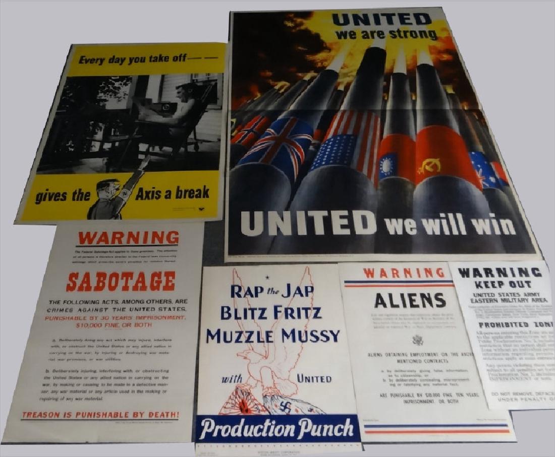 6 WWII PERIOD POSTERS: UNITED WE ARE STRONG, (1 of 8)