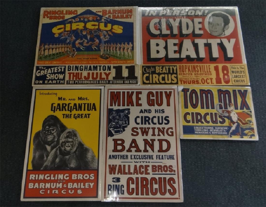 5 VINTAGE CIRCUS POSTERS: 2 RINGLING BROS.& BARNUM