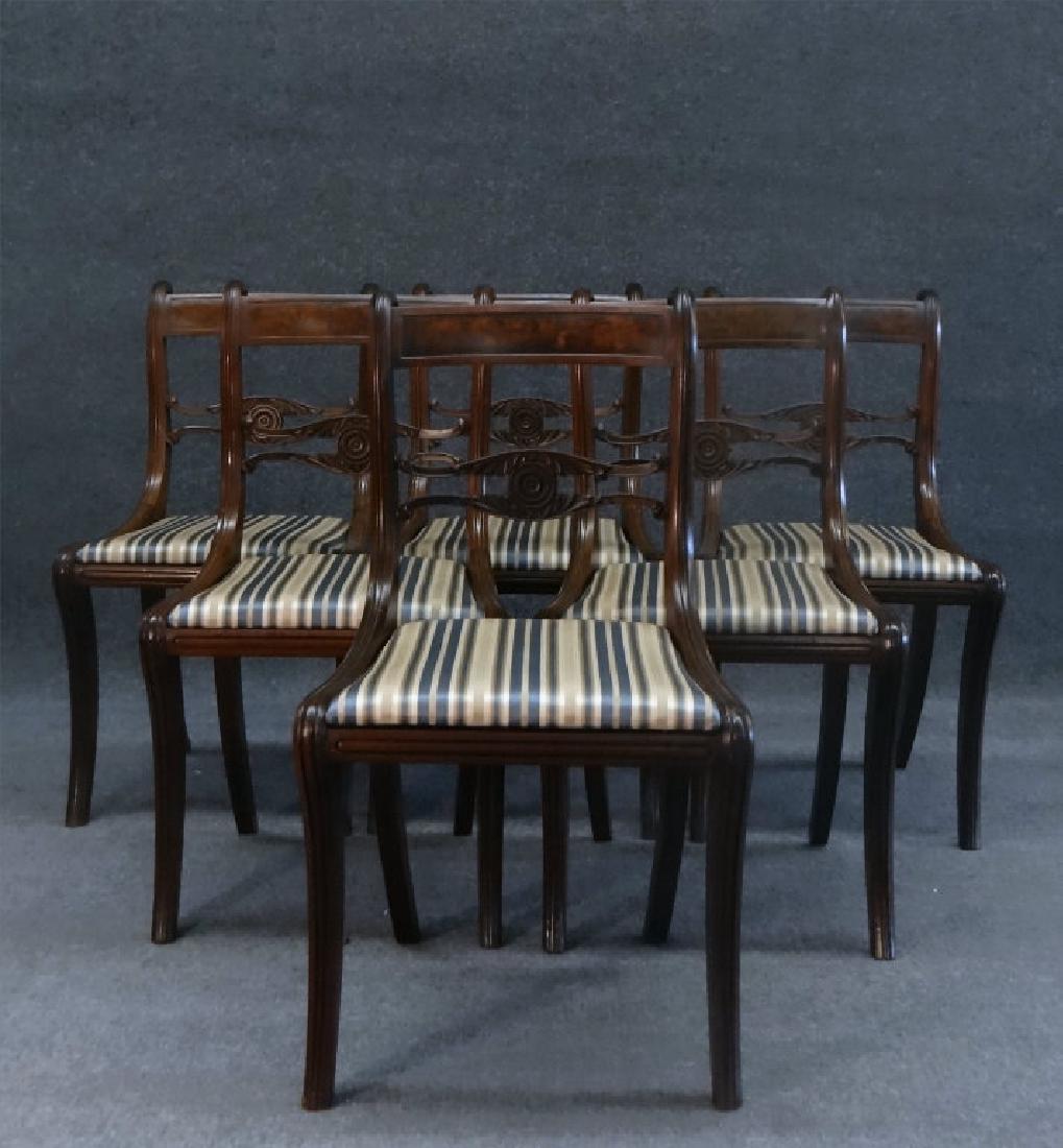 SET OF 6 NY SABRE LEG DINING CHAIRS: ATTRIB. TO THE WORKSHOP OF DUNCAN PHYFE (32" TALL X 21" D X 18"W)