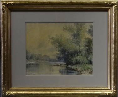 W/C "FISHING IN KENTUCKY" SGND PAUL SAWYIER: (10 1/2" X 13 1/4")