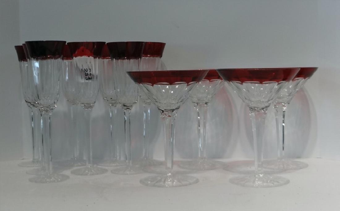 12 RUBY & CLEAR WATERFORD CRYSTAL STEMWARE (1 of 4)