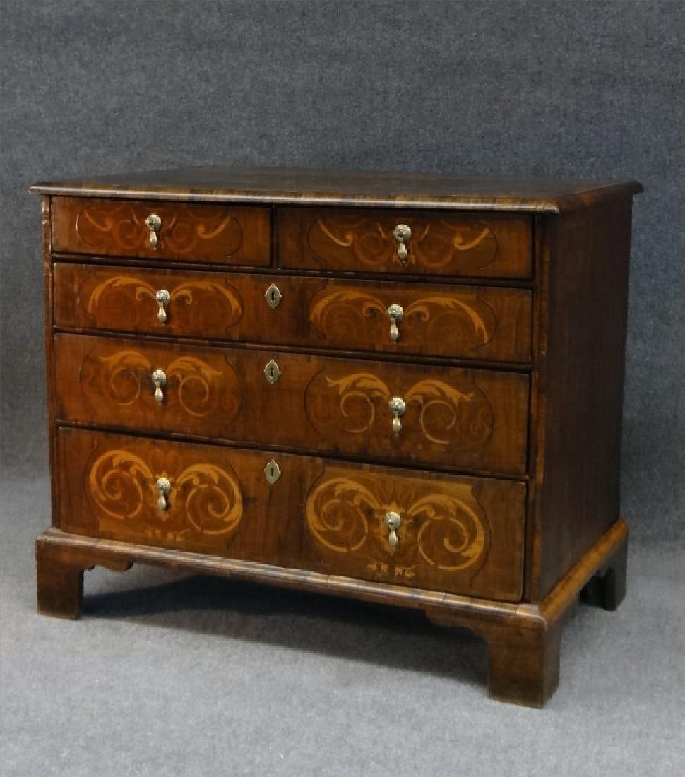 INLAID WALNUT CHEST TRANSITIONAL WM & MARY -GEO II (1 of 7)