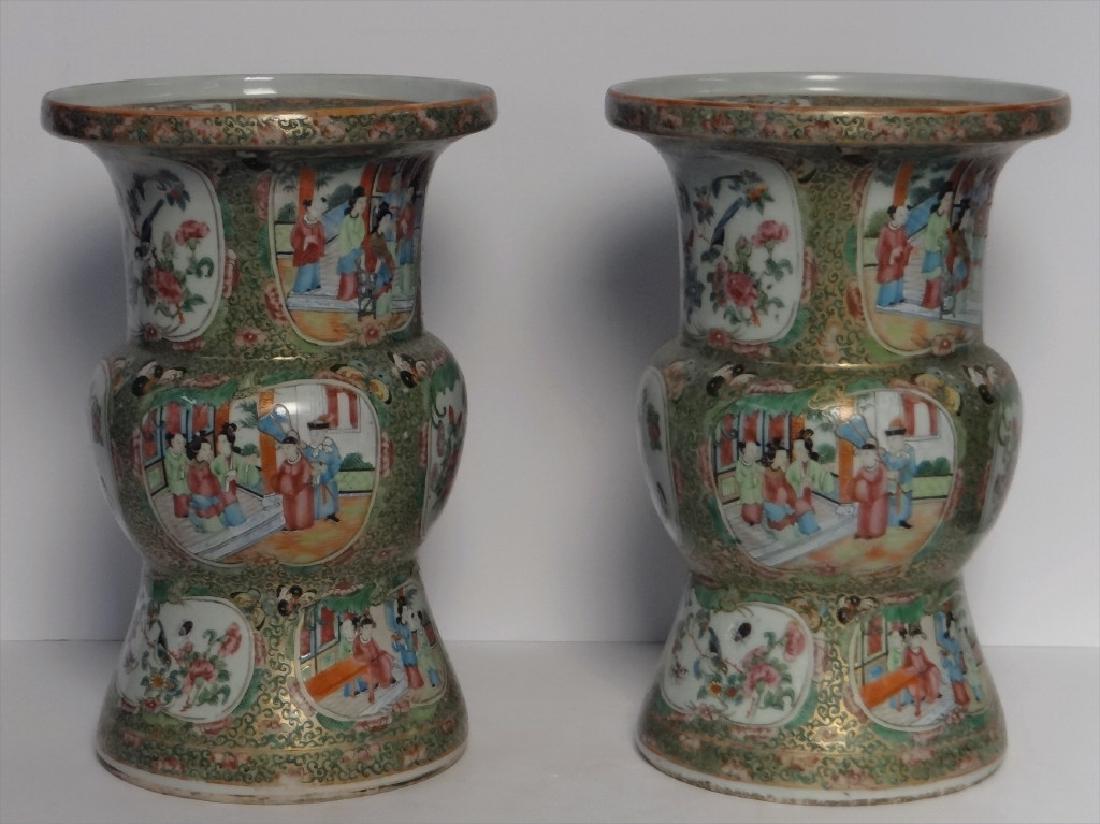 19THC. PR OF ROSE MANDARIN BALUSTER SHAPED VASES (1 of 5)