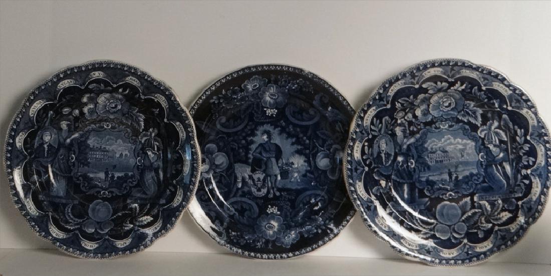 3 HISTORICAL DARK BLUE PLATES BY CLEWS (1 of 10)