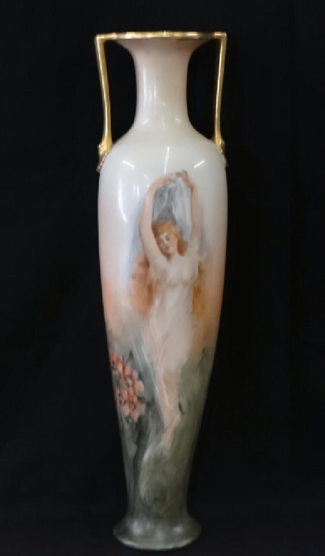 24" LIMOGES HAND PAINTED VASE W/ PARCEL GILT DECOR (1 of 5)