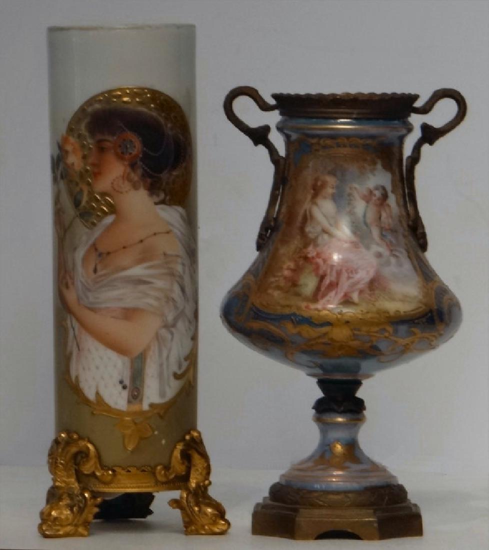 2 FRENCH PORCELAIN VASES W/ ORMOLU MOUNTS (1 of 9)