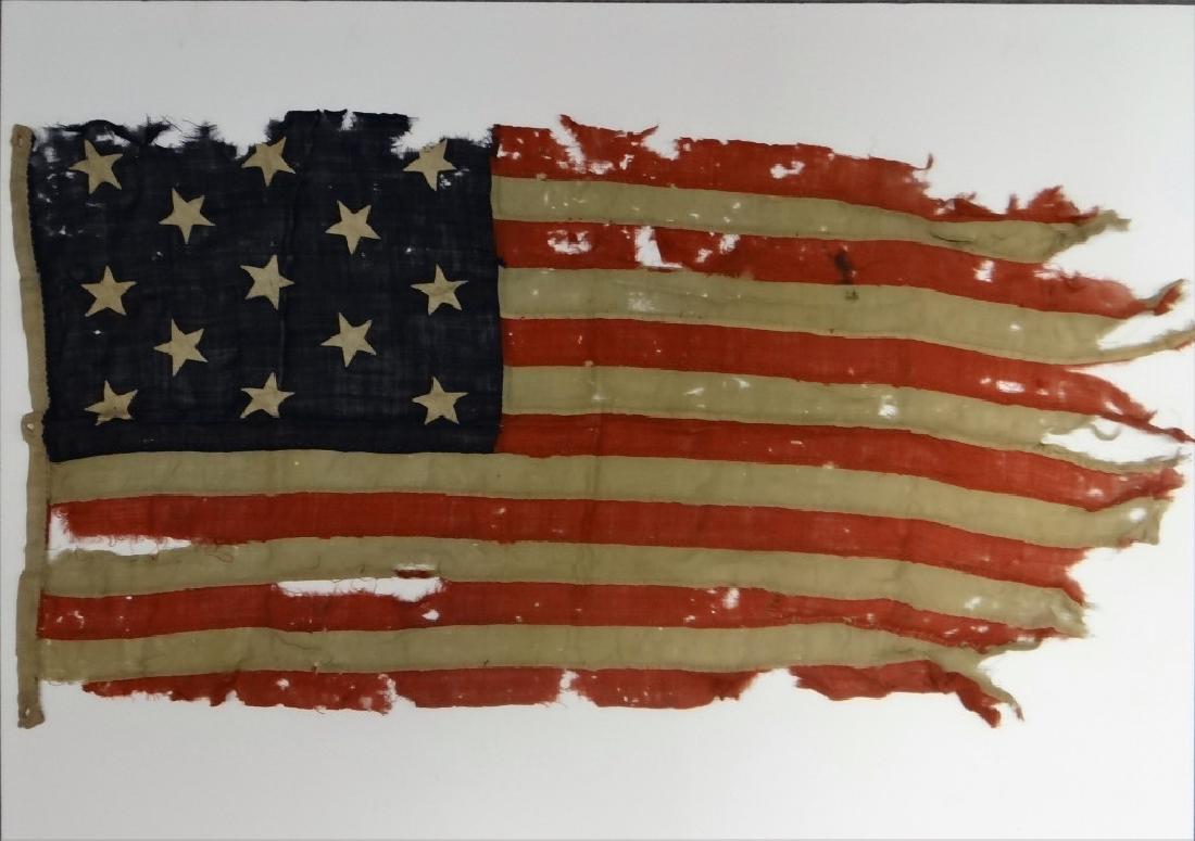 EARLY HAND STITCHED LINDSEY WOOLSEY 13 STAR  FLAG (1 of 8)