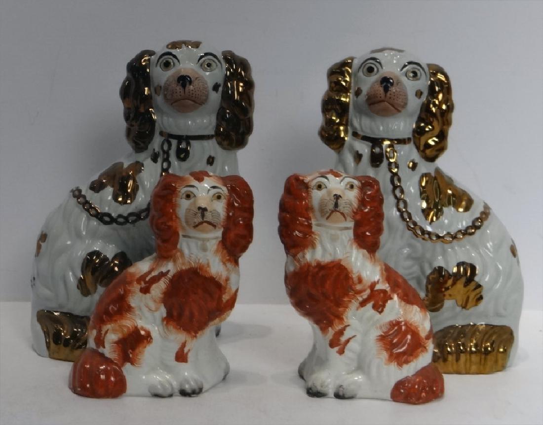 2 PR OF STAFFORDSHIRE SPANIELS, 1 PR W/ COPPER (1 of 7)