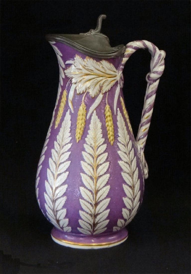 ENGLISH SALT GLAZED SYRUP PITCHER 9 1/2" TALL (1 of 4)