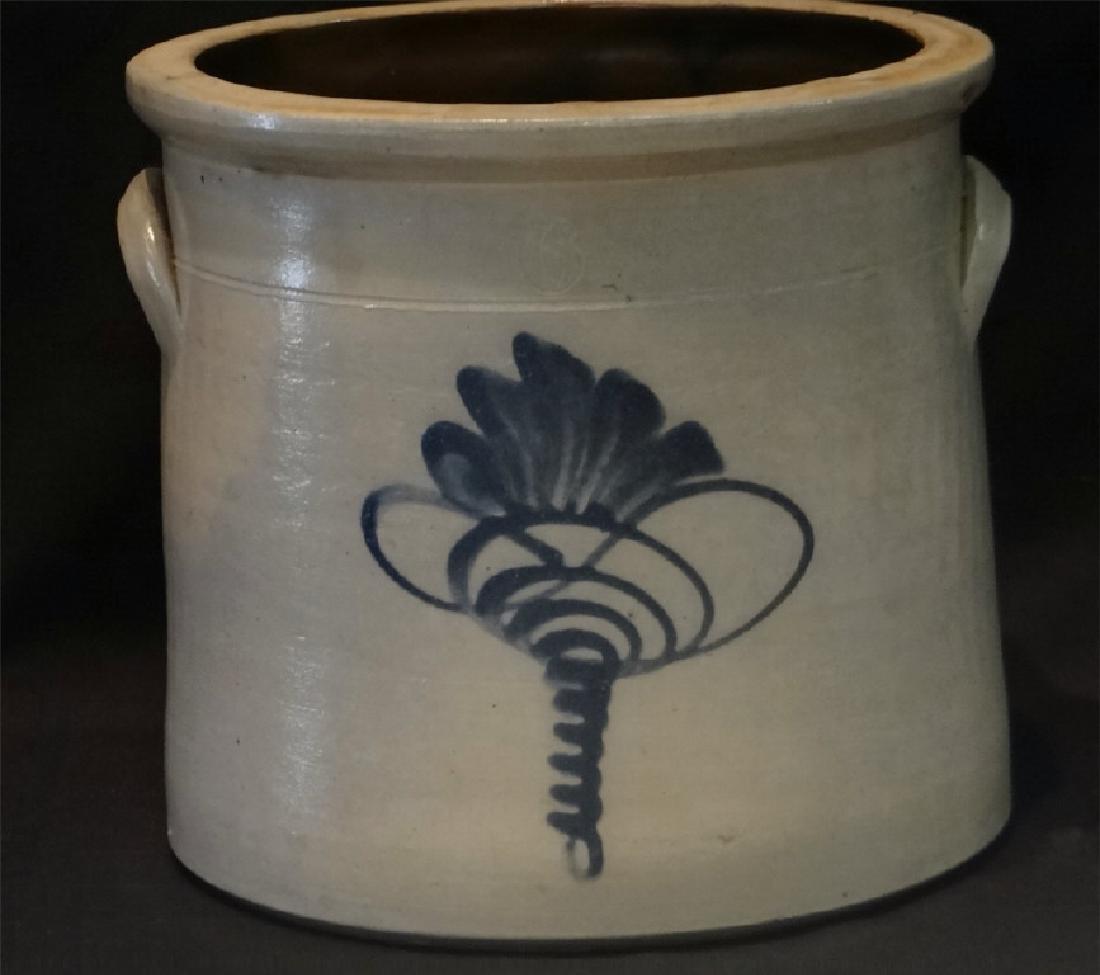 COBALT DECORATED STONEWARE CROCK  1 1/2" GALLON (1 of 5)