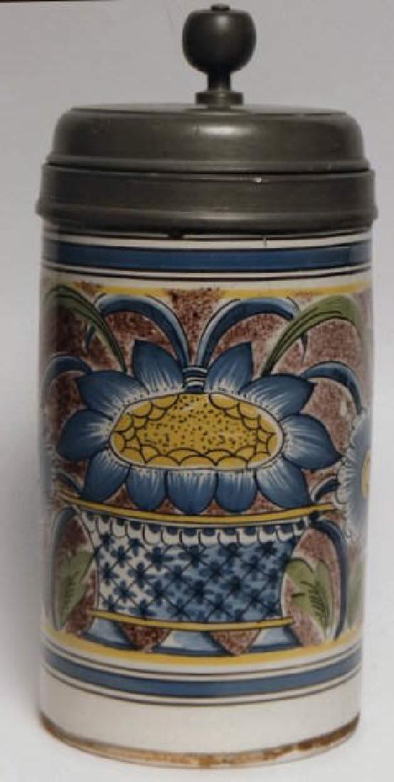 EARLY FAIENCE STEIN W/ MANGANESE, DATED 1815 (1 of 3)