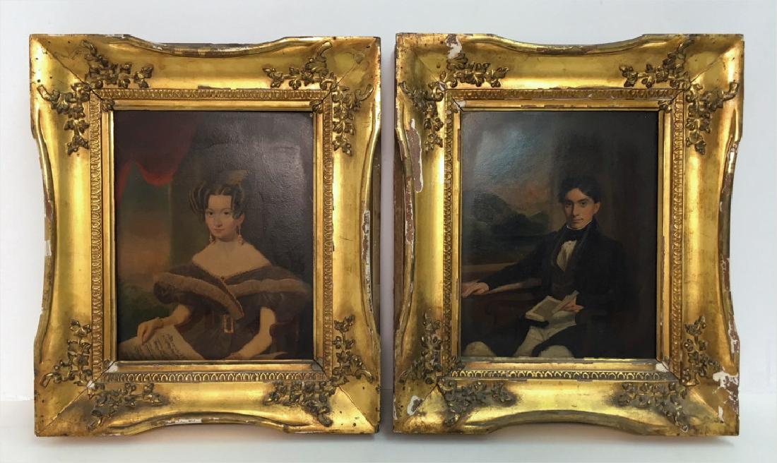 PR OF PORTRAITS ON COPPER IN GILT FRAMES C.1830 (1 of 14)
