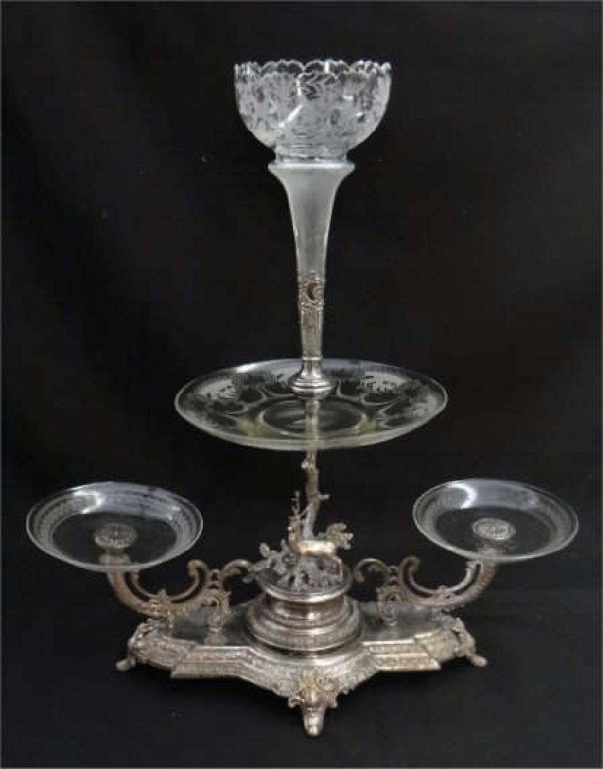 SILVER & CRYSTAL CENTERPIECE W/ TRUMPET VASE (1 of 5)