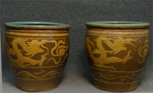 PAIR OF ORIENTAL EGG JARS W/ DRAGON MOTIF (1 of 6)