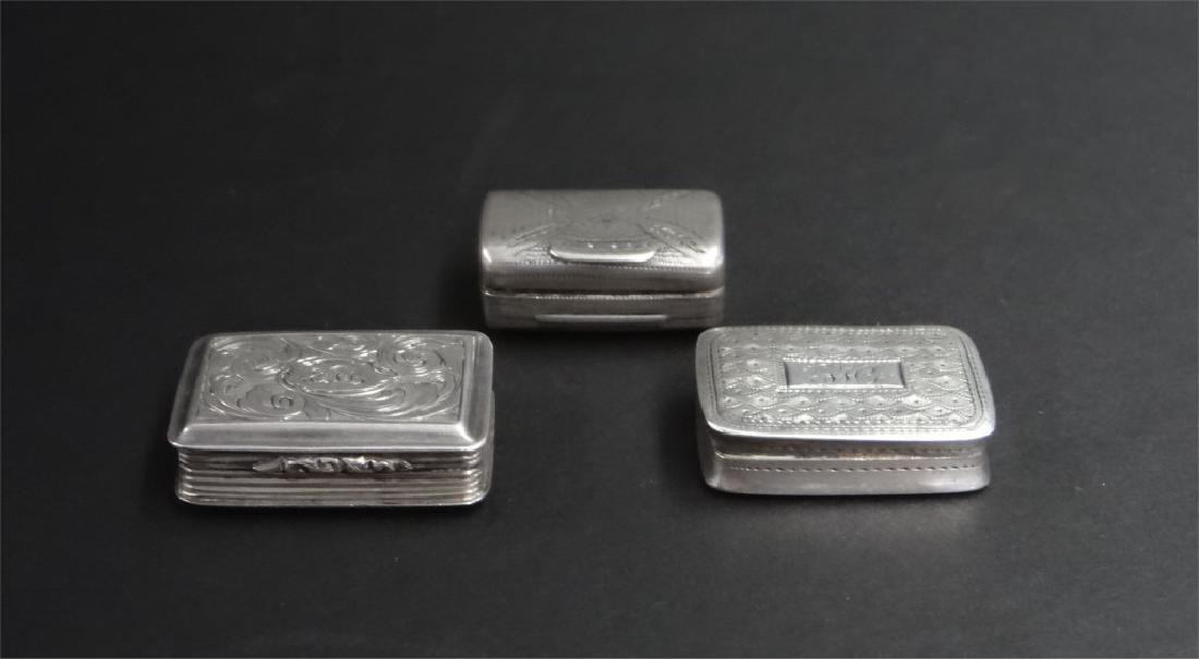 3- 19THC. ENG. STERLING VINAGRETTES,: 2 BY NATHANIEL MILLS, BIRMINGHAM