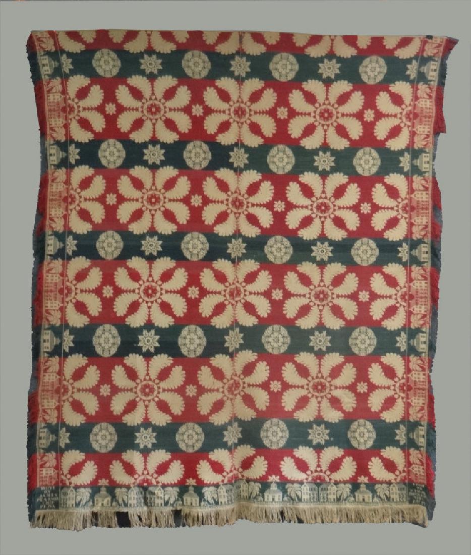 TRICOLORED COVERLET W/ PALM TREE & HOUSE BORDER (1 of 7)