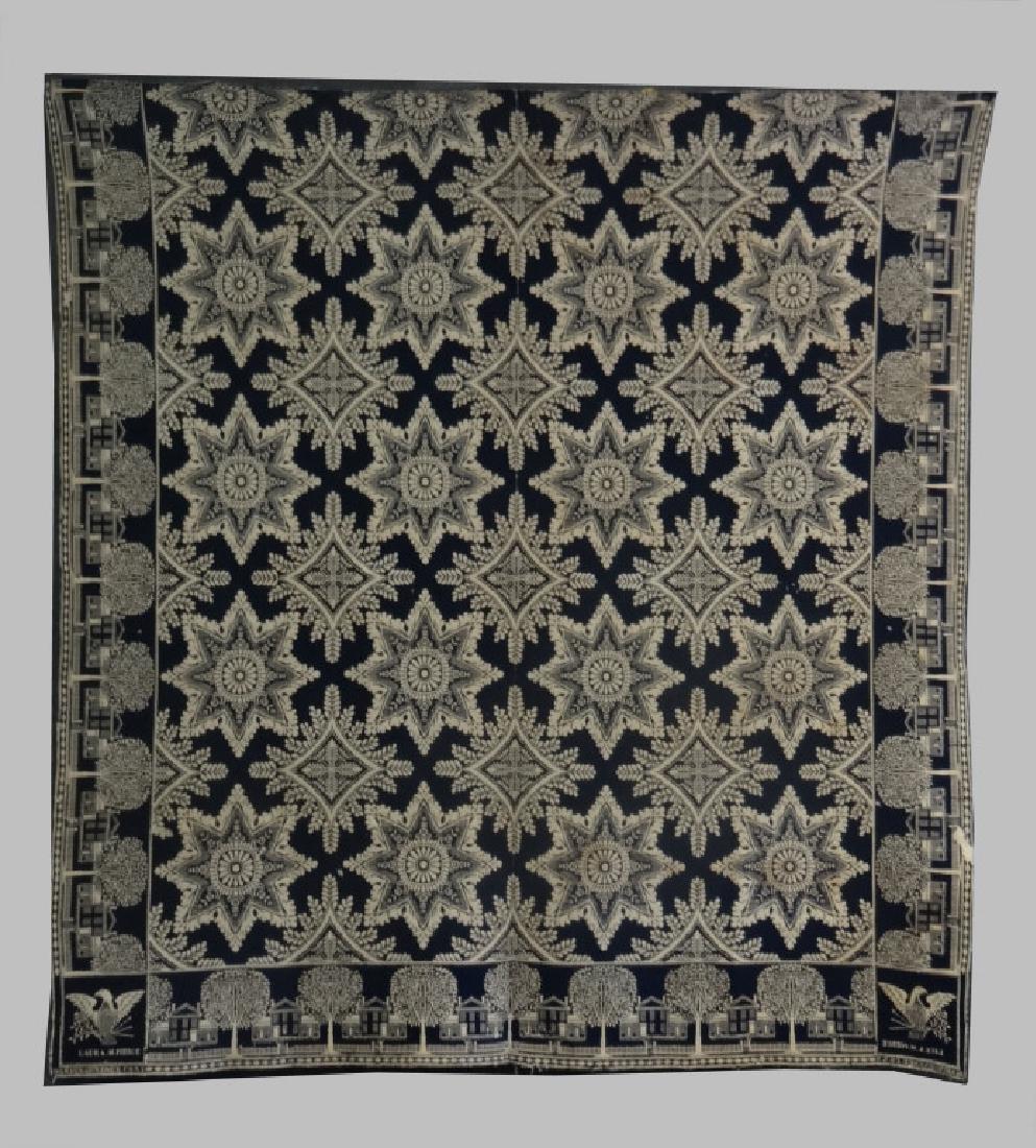 RARE HOUSE & TREE BORDER COVERLET (1 of 7)