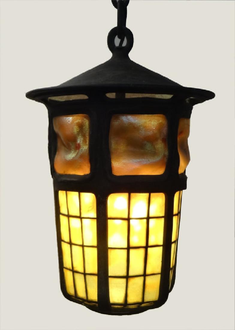 RARE TIFFANY GEOMETRIC & TURTLEBACK TILE LANTERN (1 of 3)