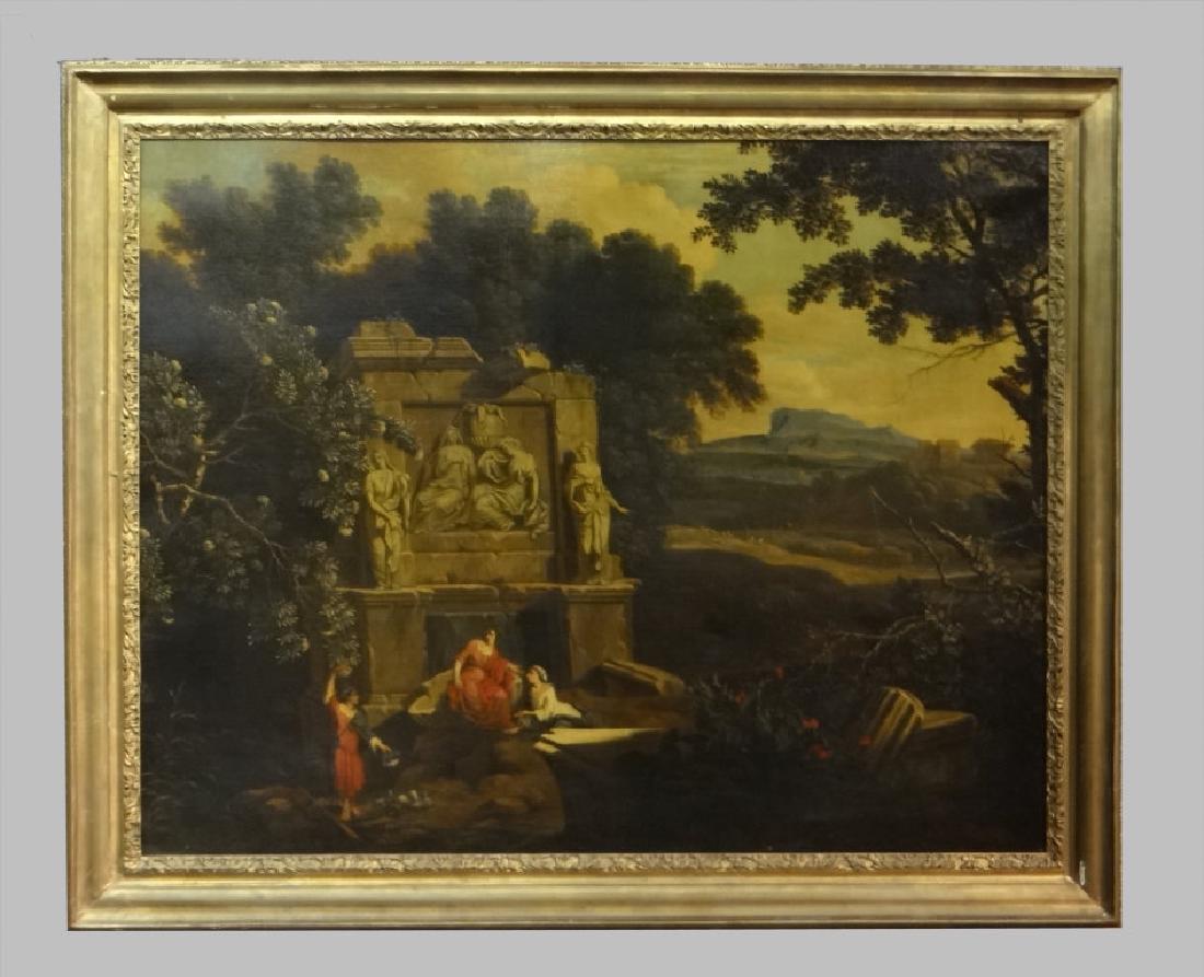 O/C 19THC. ENGLISH GARDEN SCENE W/ FIGURES (1 of 8)