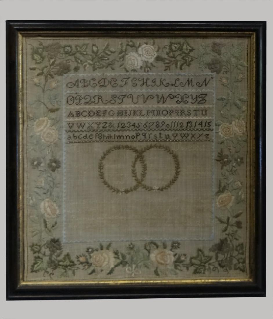 1825 NEEDLEWORK SAMPLER W/ FOLLETT FAMILY REGISTER (1 of 4)