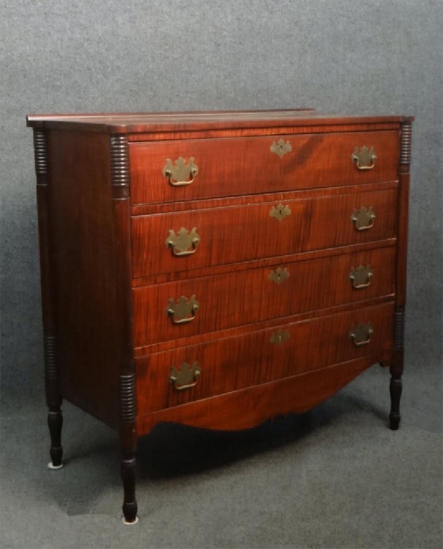 CURLEY MAPLE SHERATON 4 DRAWER CHEST (1 of 5)