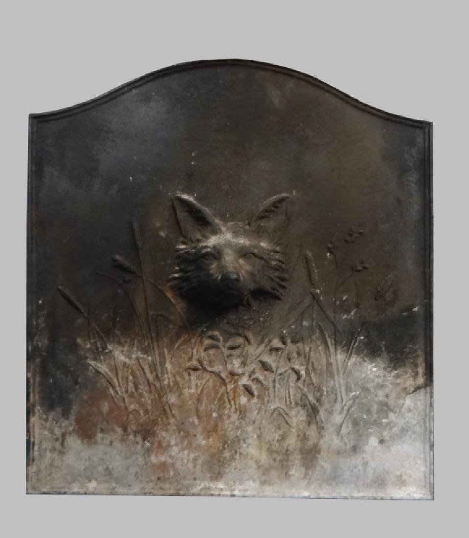 CAST IRON "FOX" FIRE BACK 21 3/4" X21 1/2" OVERALL (1 of 7)