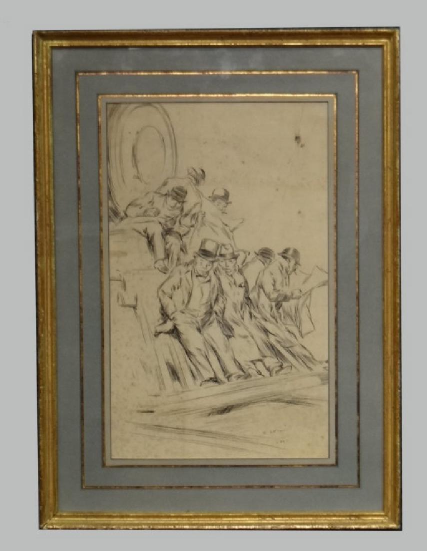 EVERETT SHINN, 1905 PEN & INK "THE COMMUTERS" (1 of 5)