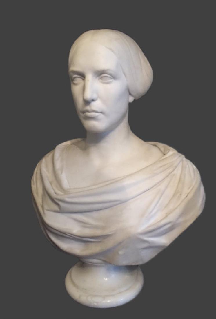 CLASSICAL LIFE SIZE MARBLE BUST, POSS. E.D. PALMER (1 of 7)