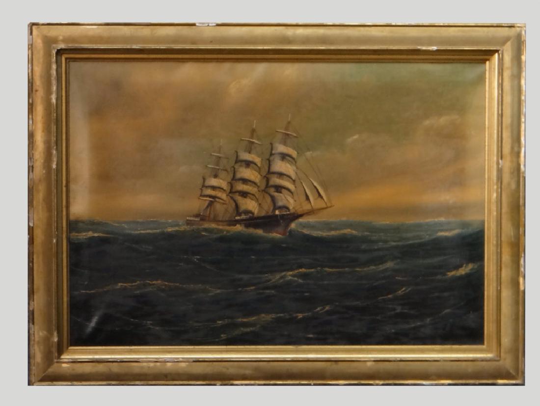 O/C "CLIPPER SHIP ON OPEN SEAS" UNSGND (1 of 4)