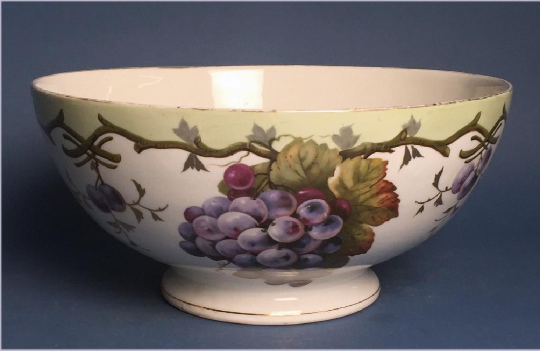 HAND PAINTED GERMAN PORCELAIN PUNCH BOWL  13 3/4" (1 of 6)