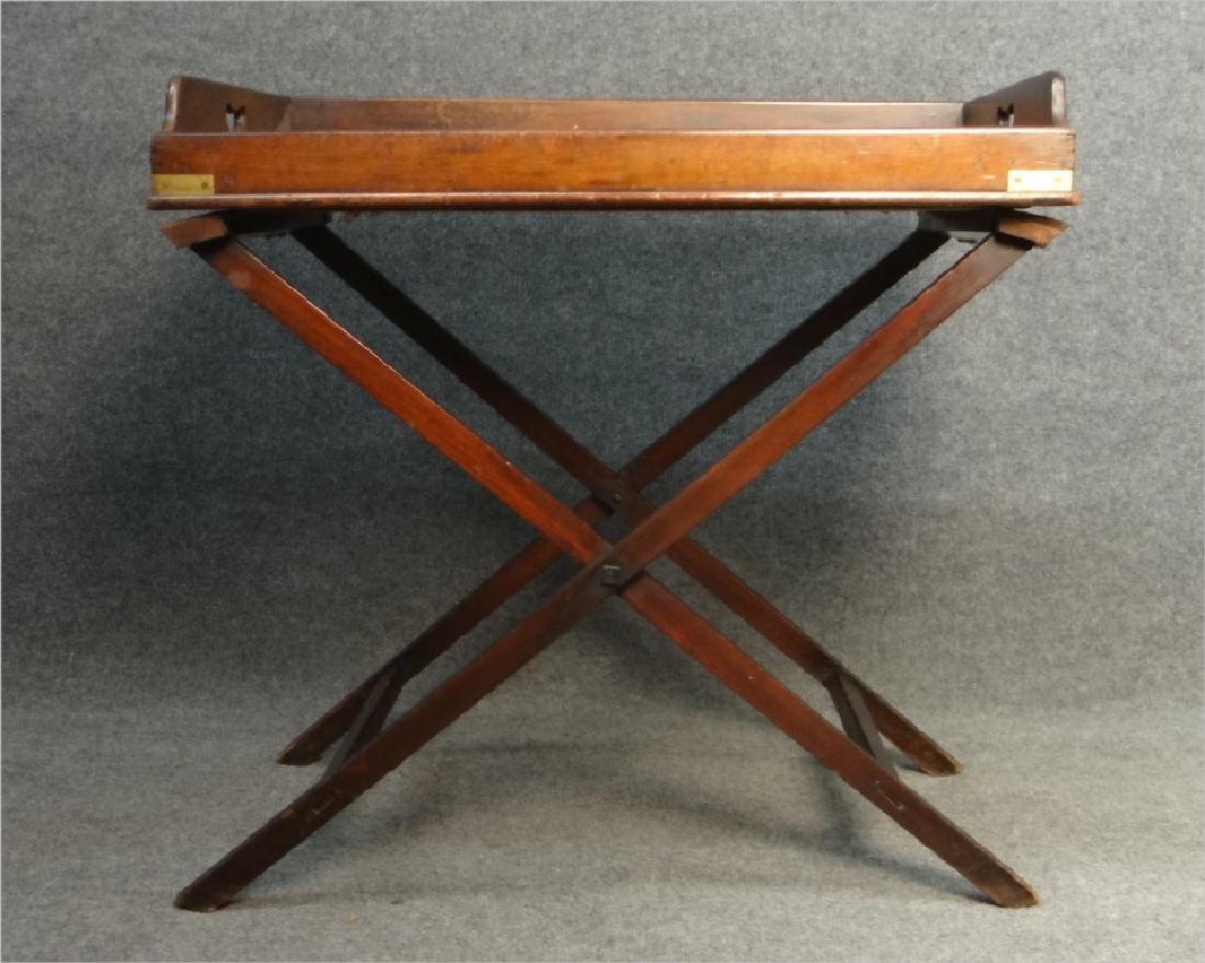 19THC. MAHOGANY BUTLERS TRAY ON STAND 29" W X 29"T (1 of 5)