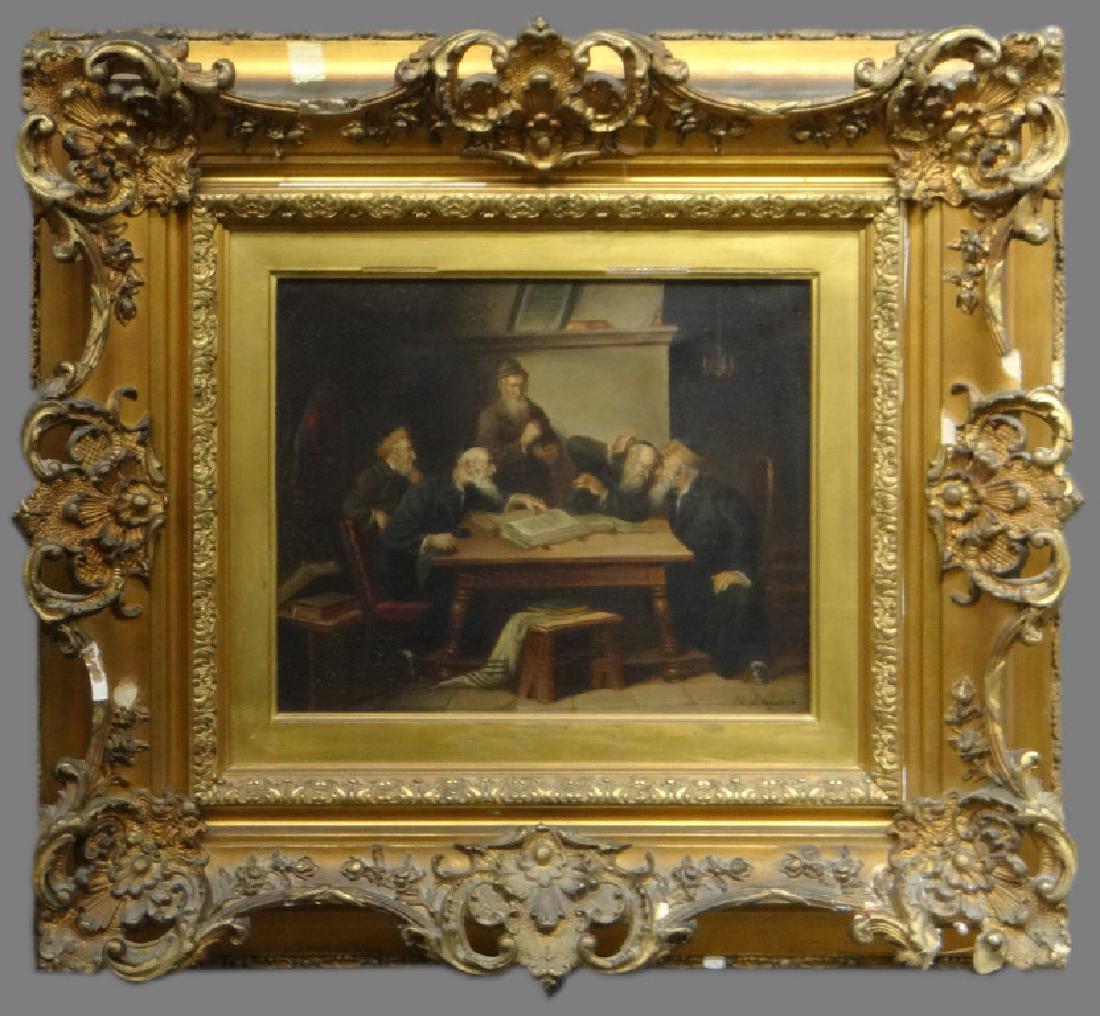O/C "RABBI'S STUDING" SGND B. WERNER: 10 1/2" X 12 1/2"