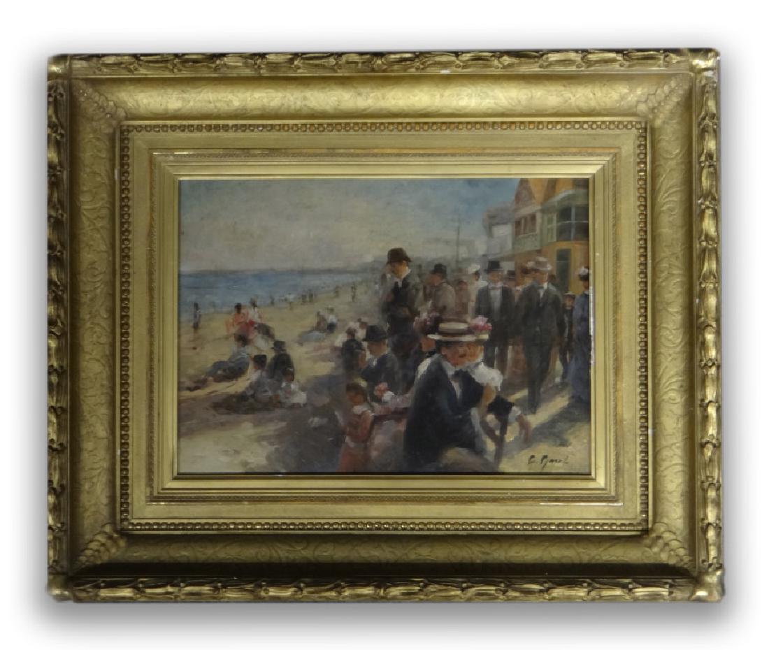 O/PANEL "A DAY AT THE BEACH" SGND G. GAUL ATTRIB. TO: O/PANEL "A DAY AT THE BEACH" SGND G. GAUL ATTRIB. TO GILBERT GAUL (15 3/4" X 11 1/2" )